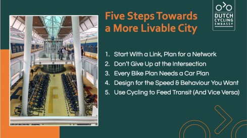 Slide 5 steps towards a more livable city Chris Bruntlett Dutch Cycling Embassy UBC Houten 28 maart